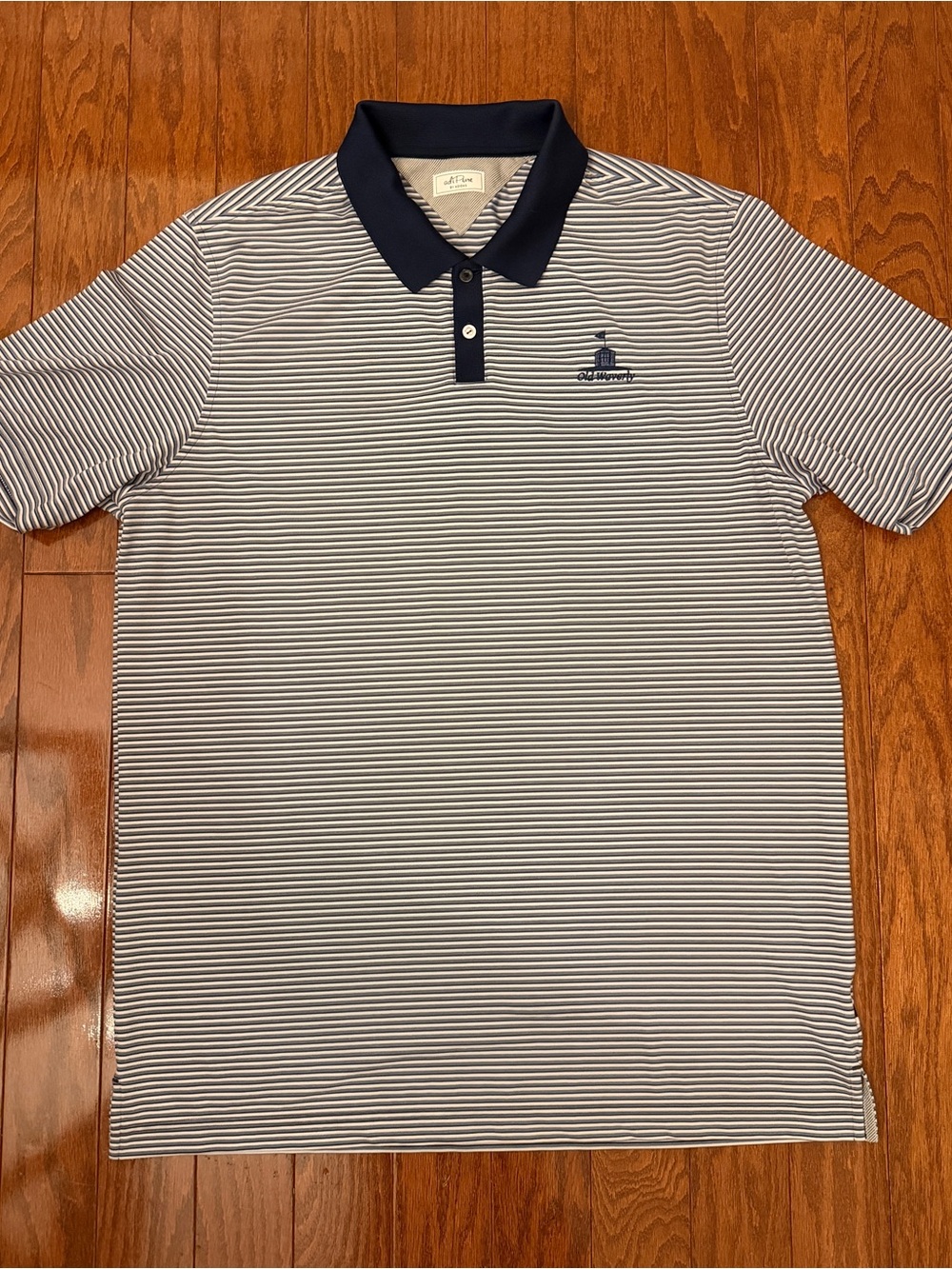 Old Waverly Golf Course Adidas Men’s Navy & White Striped Performance Polo